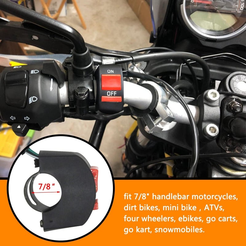 HOLATO 22mm 7/8 Throttle Handle Grips Cable Clamp On Off Switch for Coleman CT100U CT200U Baja Doodlebug Db30 Mb165 Mb200 50cc 90cc 110cc 125cc SSR Coolster Apollo CRF50 Pit Dirt Bike - Image 3